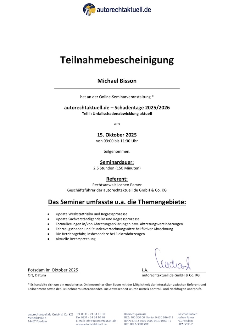 autorechtaktuell Unfallschadenabwicklung